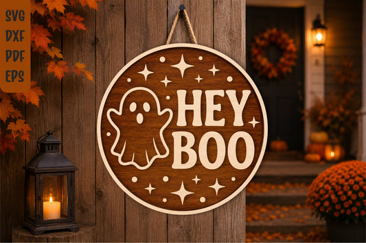 Hey Boo Ghost Halloween Sign SVG