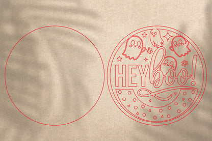 Hey Boo Ghost Halloween Ornament SVG | Spooky Ghost Laser Cut Design