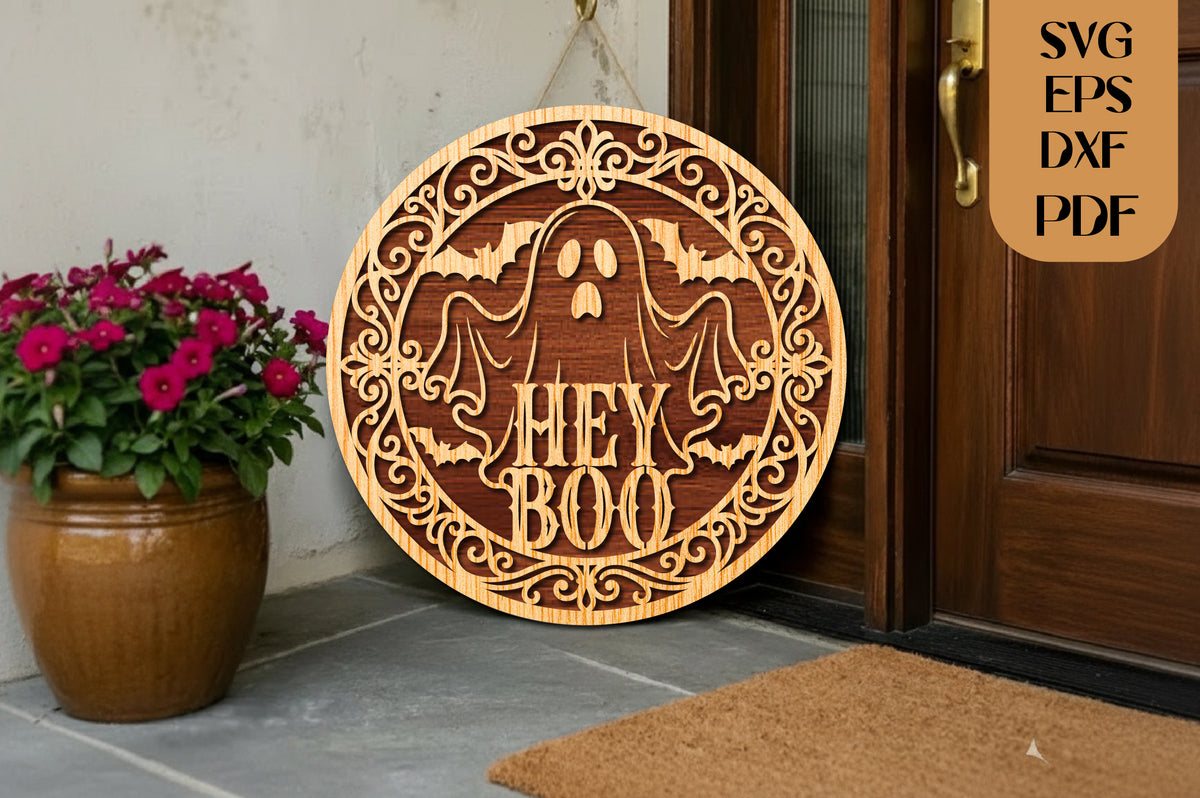 Hey Boo Ghost SVG Laser Cut File