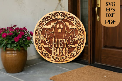 Hey Boo Ghost SVG Laser Cut File