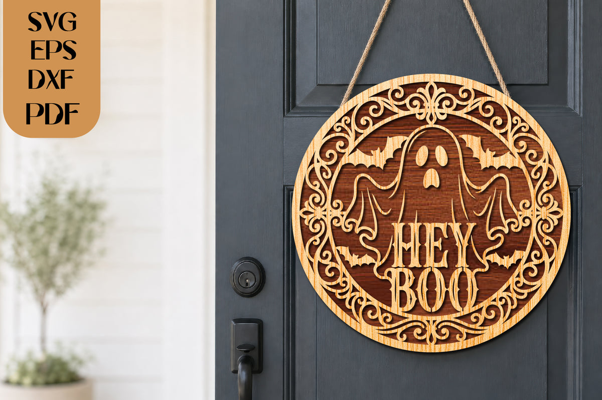 Hey Boo Ghost SVG Laser Cut File