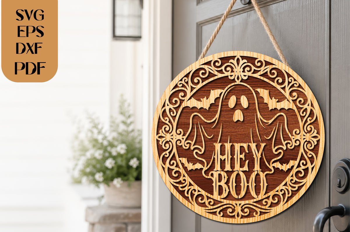 Hey Boo Ghost SVG Laser Cut File
