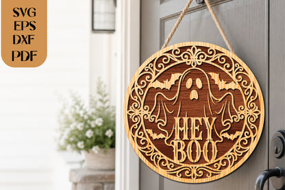 Hey Boo Ghost SVG Laser Cut File