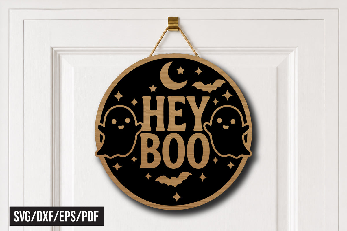 Hey Boo Ghost Door Hanger SVG