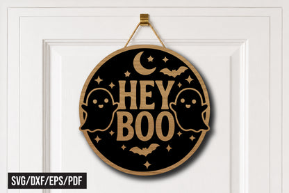 Hey Boo Ghost Door Hanger SVG