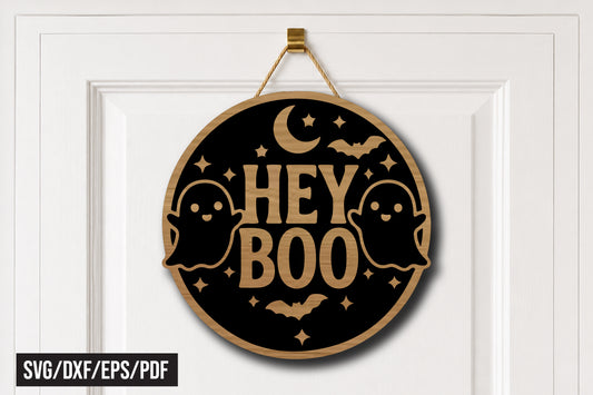 Hey Boo Ghost Door Hanger SVG