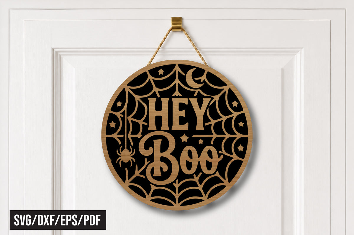 Hey Boo Halloween Door Hanger SVG