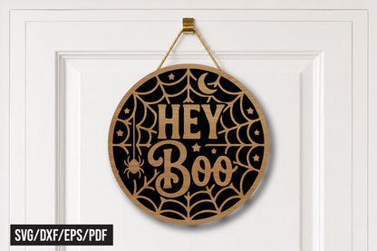 Hey Boo Halloween Door Hanger SVG