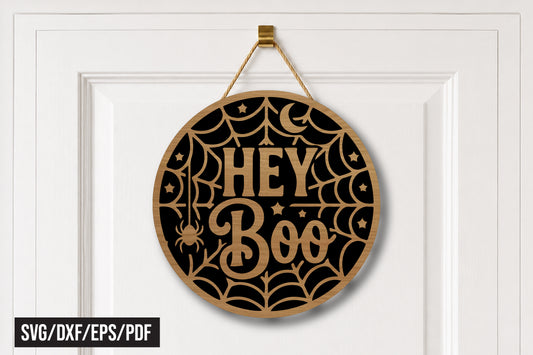 Hey Boo Halloween Door Hanger SVG
