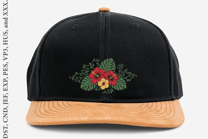 Hibiscus Embroidery Design – Beautiful Hibiscus Flower Machine Embroidery Pattern, Tropical Floral Botanical Embroidery Design