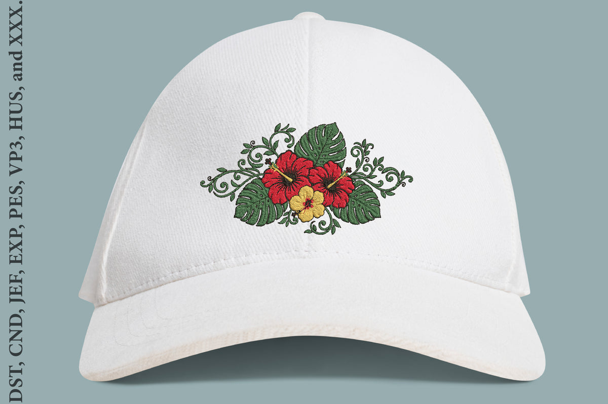 Hibiscus Embroidery Design – Beautiful Hibiscus Flower Machine Embroidery Pattern, Tropical Floral Botanical Embroidery Design