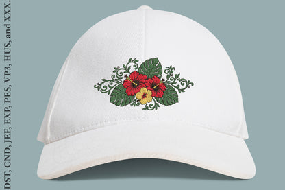 Hibiscus Embroidery Design – Beautiful Hibiscus Flower Machine Embroidery Pattern, Tropical Floral Botanical Embroidery Design