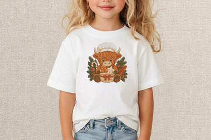 Highland Cow Christmas Baker Embroidery Design – Cute Christmas Baking Cow Machine Embroidery Pattern, Festive Farmhouse Holiday Embroidery Design