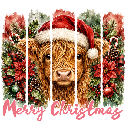 Merry Christmas Highland Cow PNG