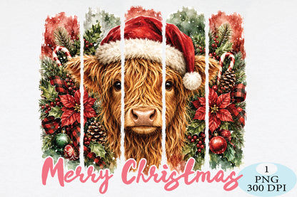 Merry Christmas Highland Cow PNG