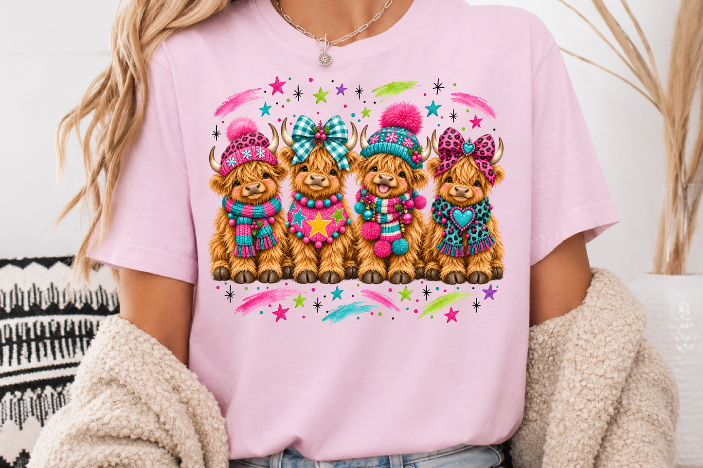 Cute Highland Cow Christmas PNG Bundle Sublimation Design