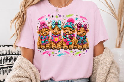Cute Highland Cow Christmas PNG Bundle Sublimation Design