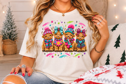 Cute Highland Cow Christmas PNG Bundle Sublimation Design