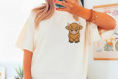 Highland Cow Embroidery Design – Cute Highland Cow Machine Embroidery Pattern, Rustic Farmhouse Animal Embroidery Design