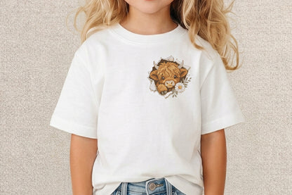 Highland Cow Embroidery Design – Cute Highland Cow Machine Embroidery Pattern, Rustic Farmhouse Animal Embroidery Design