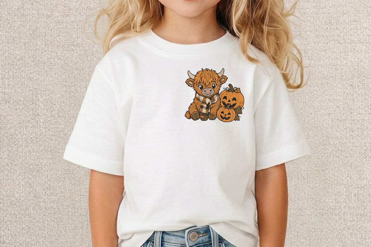 Highland Cow Embroidery Design – Cute Highland Cow Machine Embroidery Pattern, Rustic Farmhouse Animal Embroidery Design