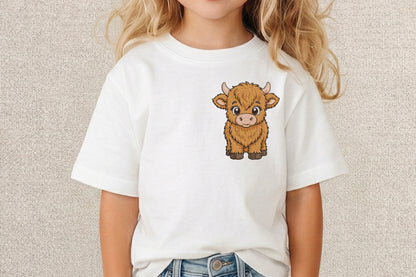 Highland Cow Embroidery Design – Cute Highland Cow Machine Embroidery Pattern, Rustic Farmhouse Animal Embroidery Design