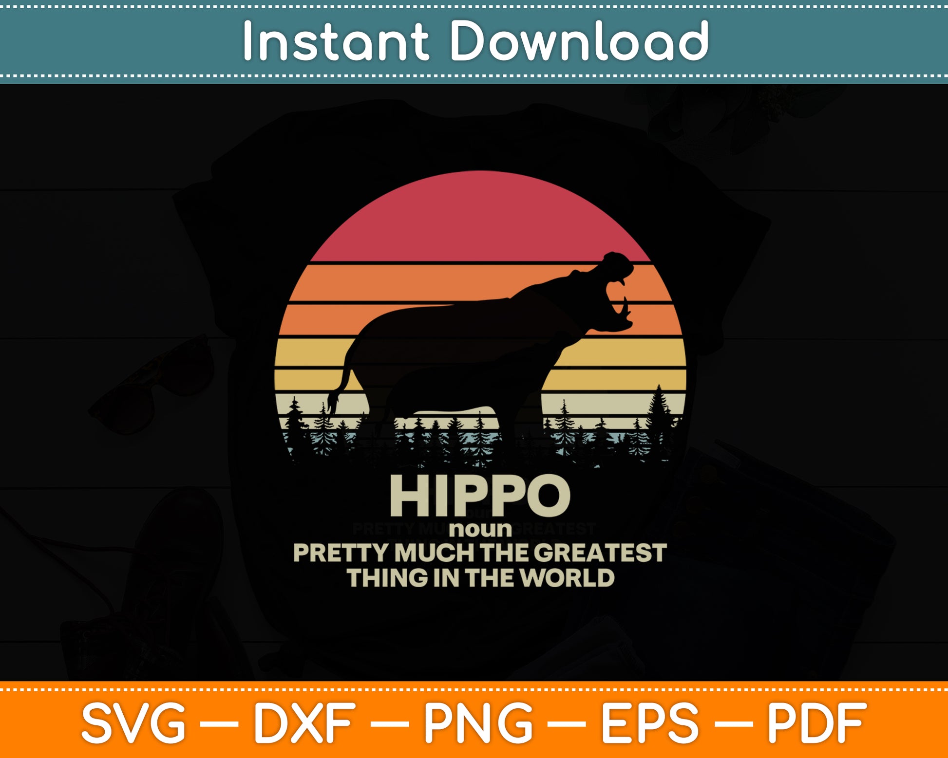 Hippo Definition Hippopotamus Funny Vintage Svg Png Dxf Digital Cutting File