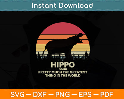 Hippo Definition Hippopotamus Funny Vintage Svg Png Dxf Digital Cutting File
