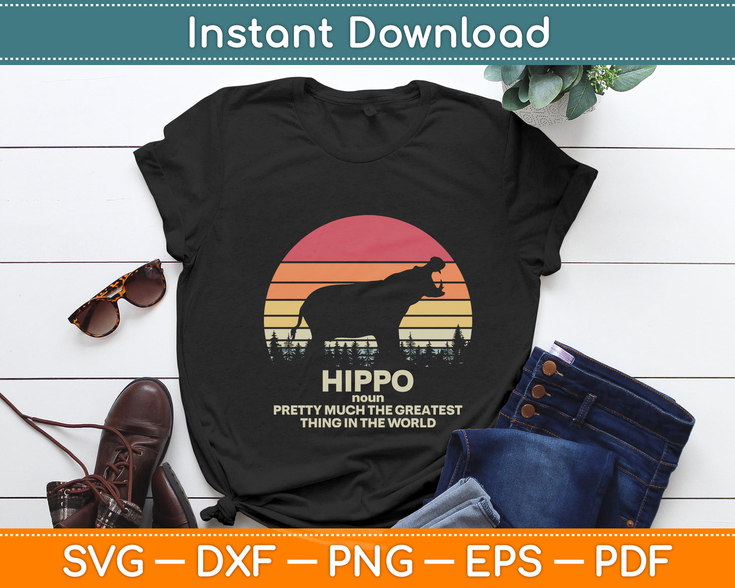 Hippo Definition Hippopotamus Funny Vintage Svg Png Dxf Digital Cutting File
