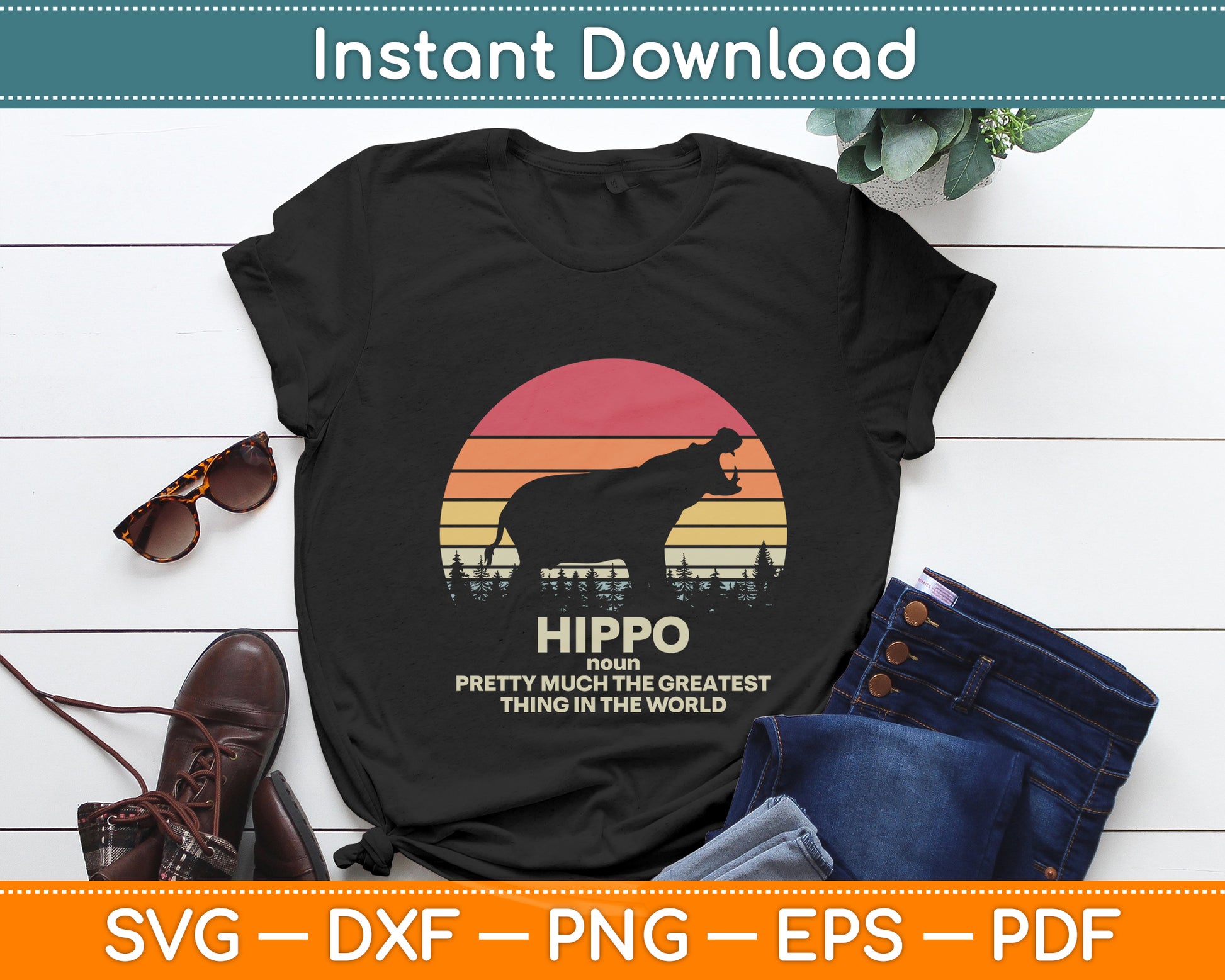 Hippo Definition Hippopotamus Funny Vintage Svg Png Dxf Digital Cutting File