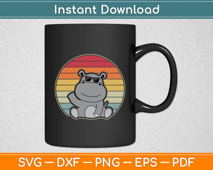 Hippo Hippopotamus Retro Vintage Svg Png Dxf Digital Cutting File