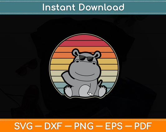 Hippo Hippopotamus Retro Vintage Svg Png Dxf Digital Cutting File