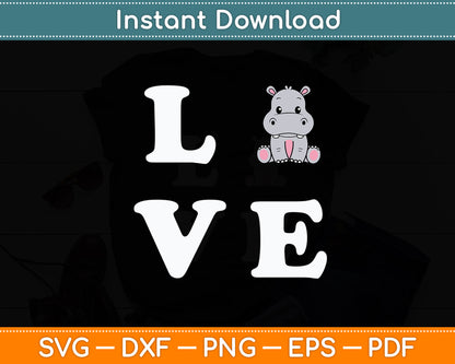 Hippo Love Fiona Animal Cute Realistic Hippopotamus Svg Png Dxf Digital Cutting File