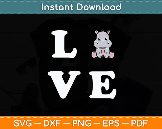Hippo Love Fiona Animal Cute Realistic Hippopotamus Svg Png Dxf Digital Cutting File