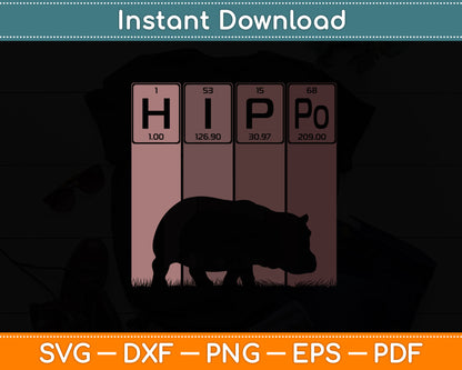 Hippo Periodic Table Elements Hippo Lover Hippopotamus Svg Png Dxf Digital Cutting File