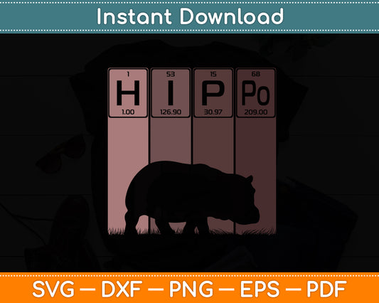 Hippo Periodic Table Elements Hippo Lover Hippopotamus Svg Png Dxf Digital Cutting File