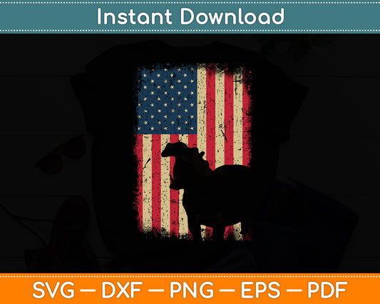 Hippopotamus American Flag 4th of July Svg Png Dxf Digital Cutting File