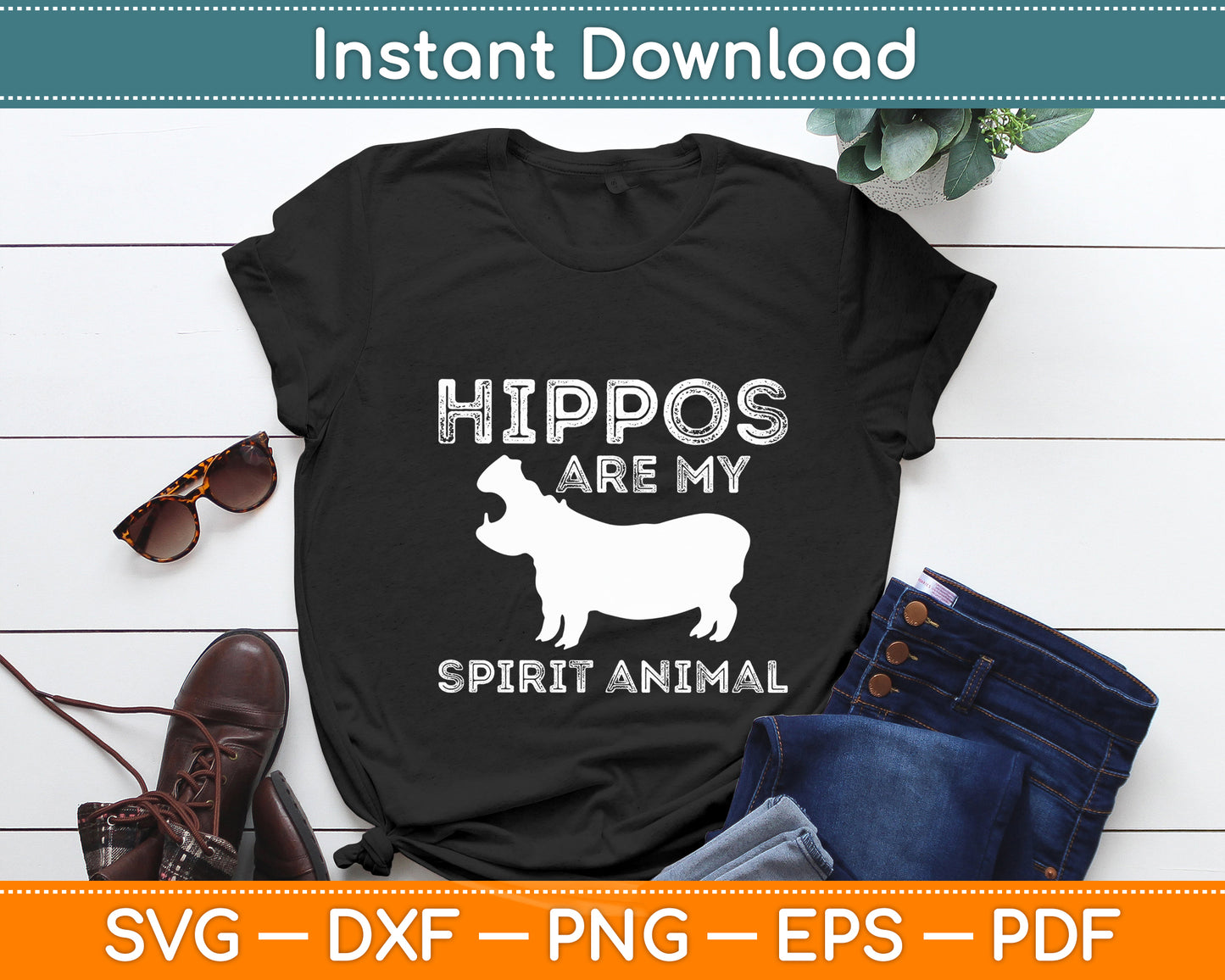 Hippos Are My Spirit Animal Hippo Lover Funny Svg Png Dxf Digital Cutting File