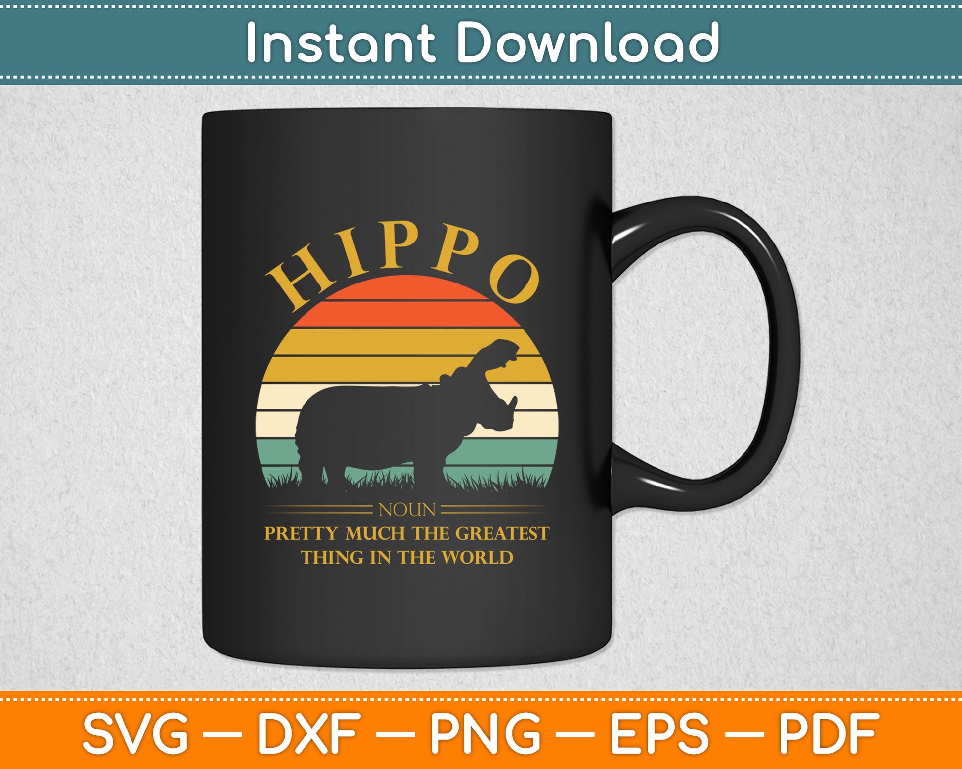 Hippopotamus Definition Vintage Hippo Funny Svg Png Dxf Digital Cutting File