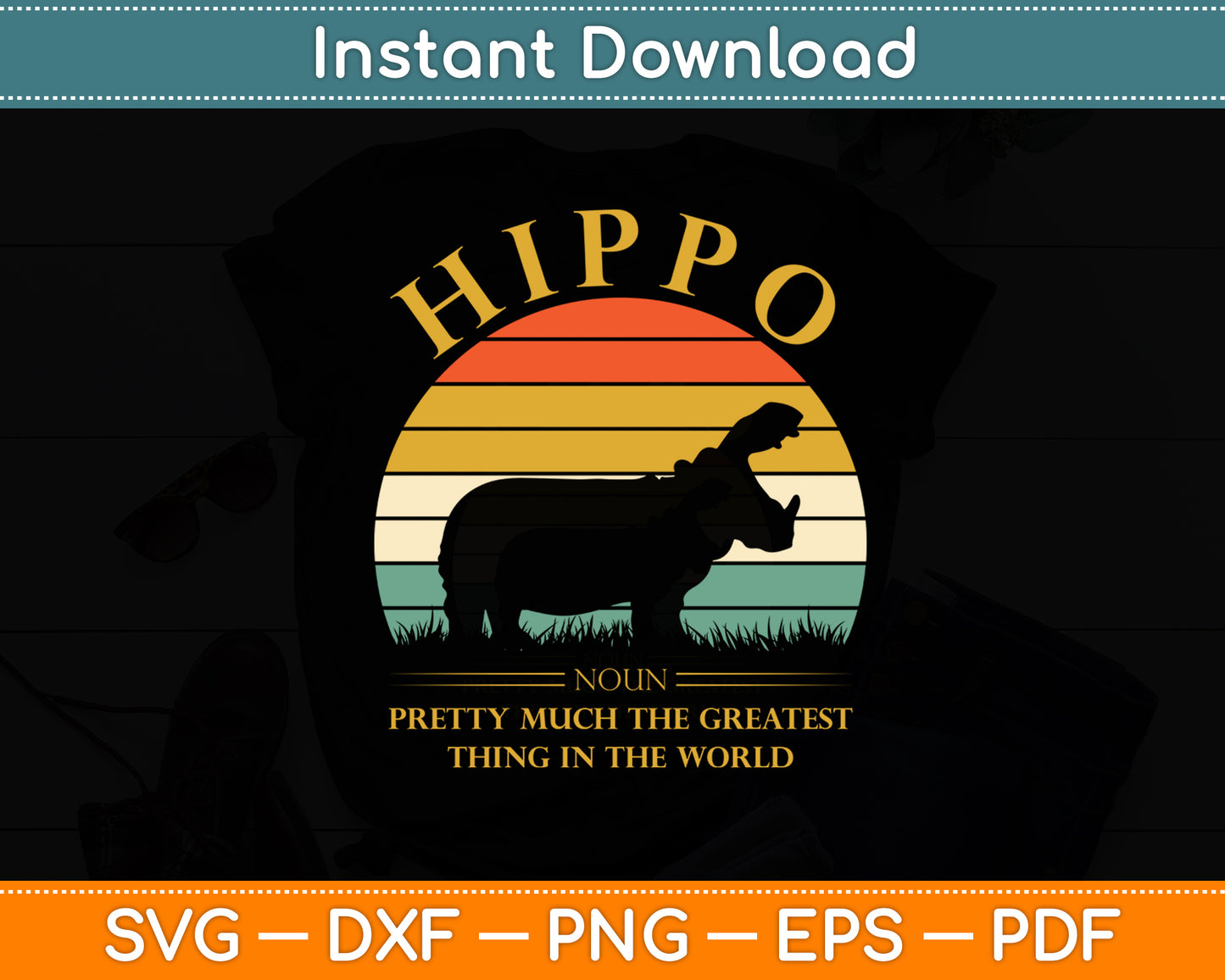 Hippopotamus Definition Vintage Hippo Funny Svg Png Dxf Digital Cutting File
