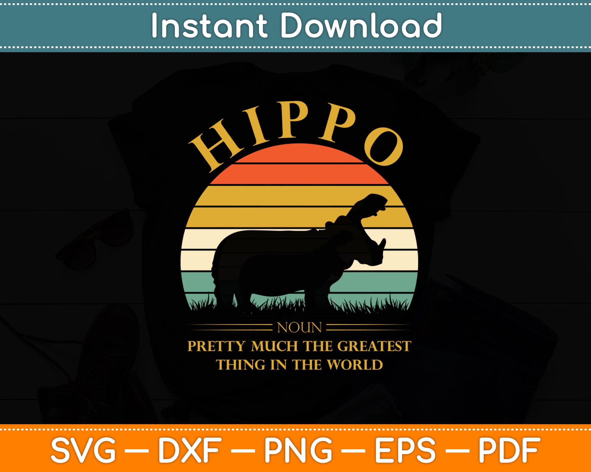 Hippopotamus Definition Vintage Hippo Funny Svg Png Dxf Digital Cutting File