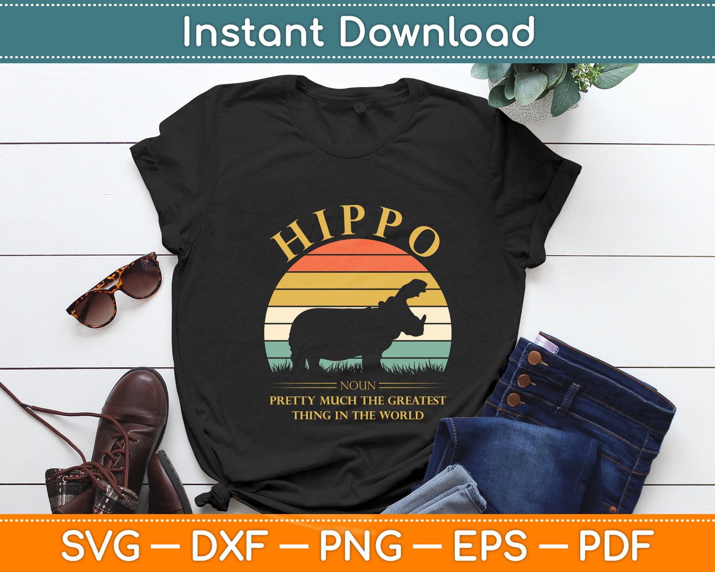 Hippopotamus Definition Vintage Hippo Funny Svg Png Dxf Digital Cutting File