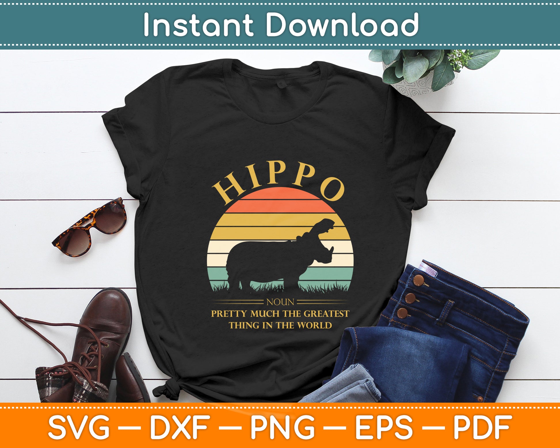 Hippopotamus Definition Vintage Hippo Funny Svg Png Dxf Digital Cutting File