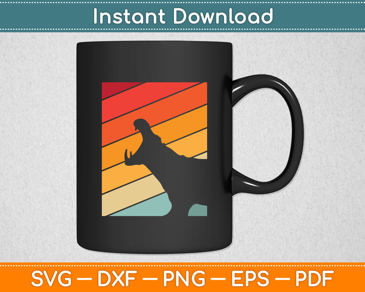 Hippopotamus Hippos Funny Vintage Retro Svg Png Dxf Digital Cutting File
