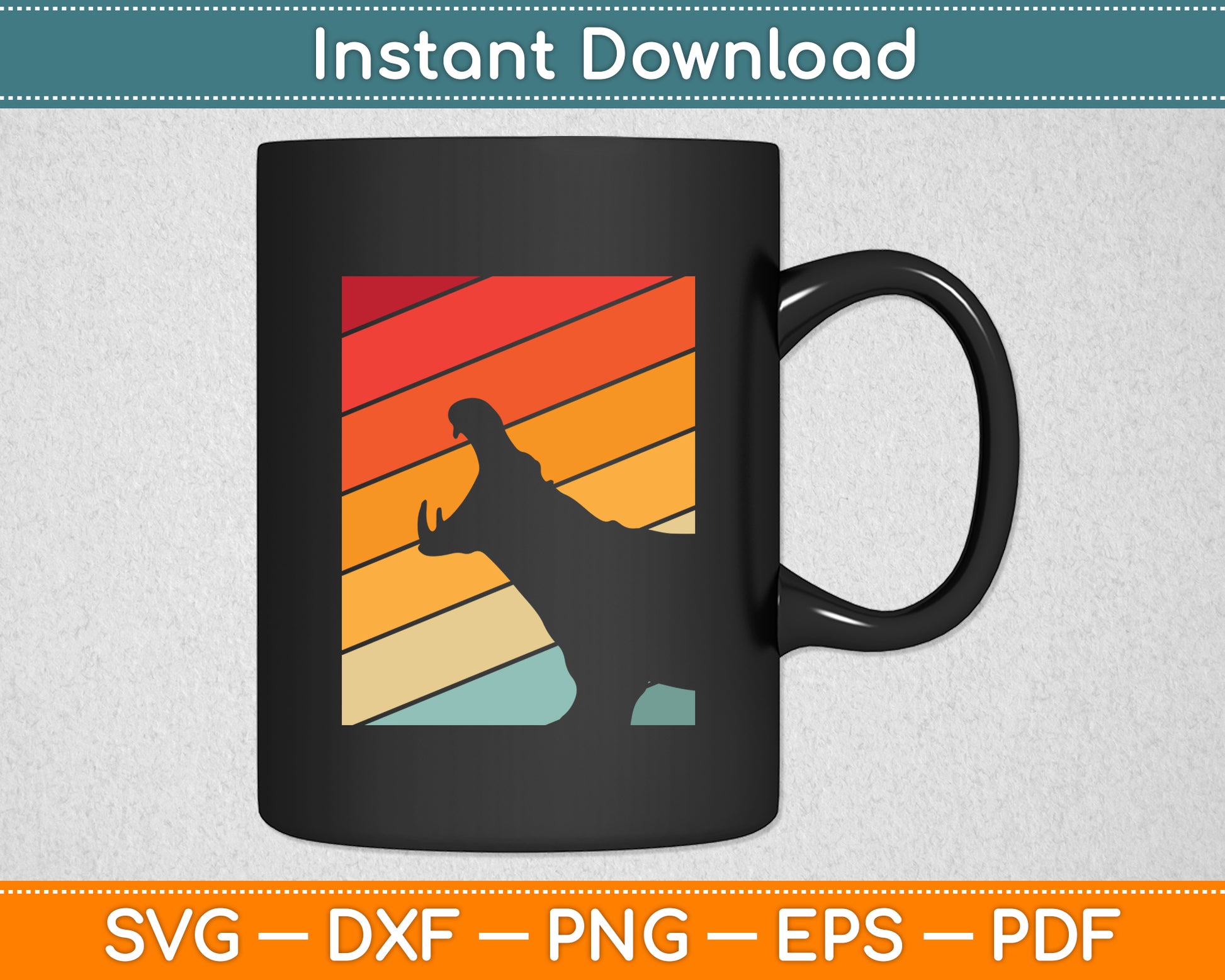Hippopotamus Hippos Funny Vintage Retro Svg Png Dxf Digital Cutting File