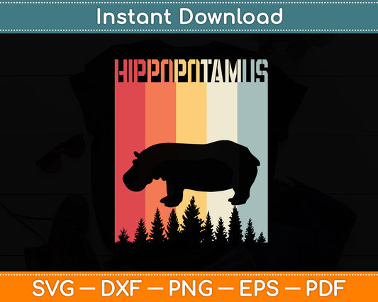 Hippopotamus Hippos Vintage Retro Svg Png Dxf Digital Cutting File
