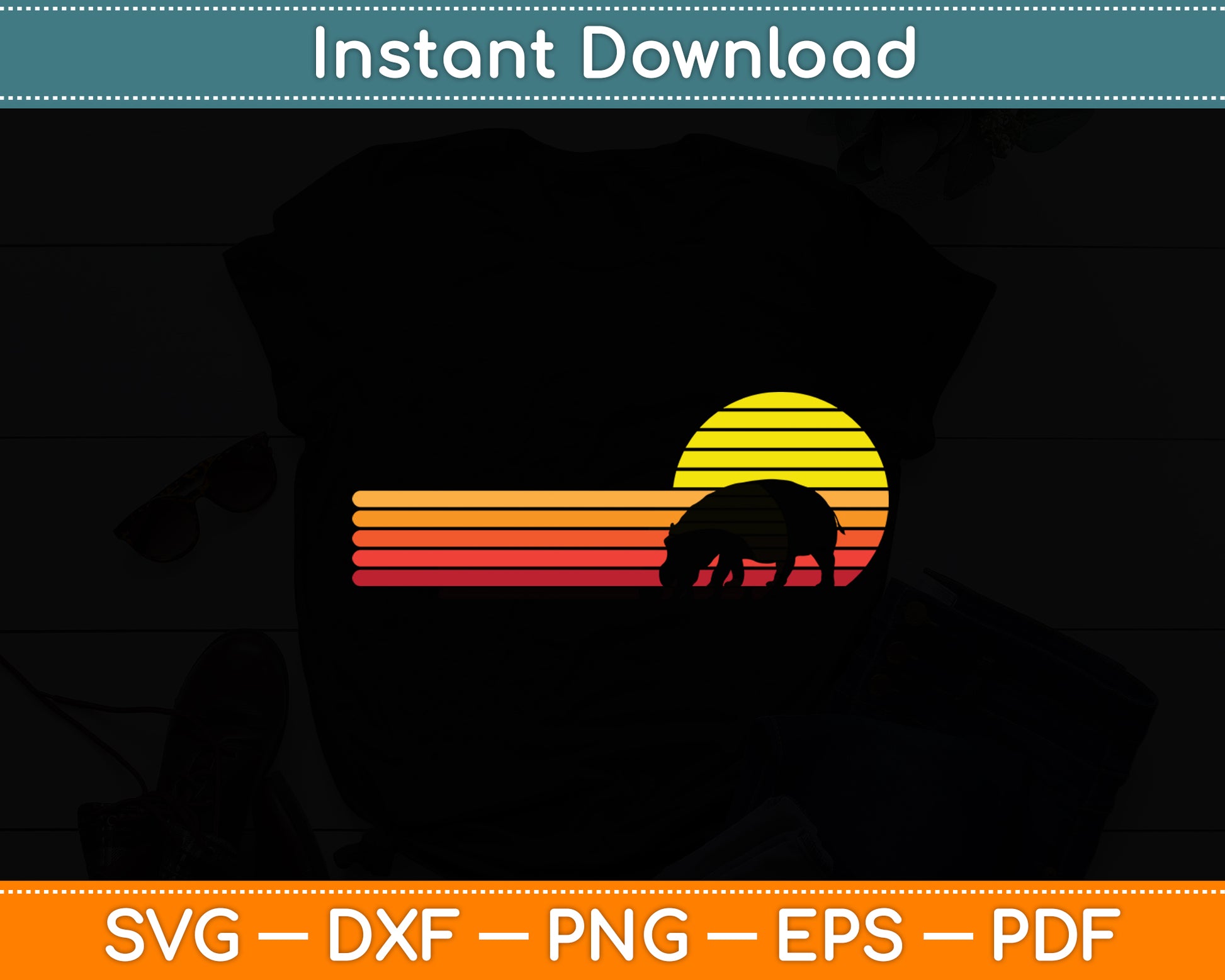 Hippopotamus Vintage Retro Svg Png Dxf Digital Cutting File
