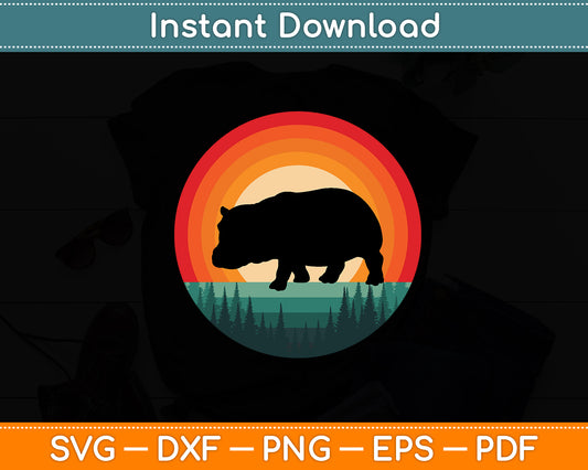 Hippos Retro Vintage 60s 70s Sunset Hippos Mammal Svg Png Dxf Digital Cutting File