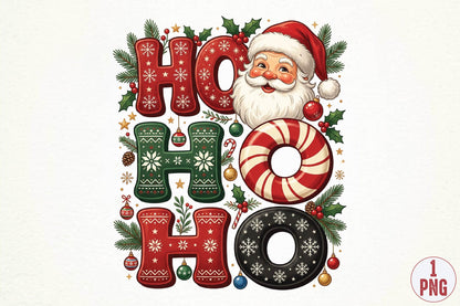 Ho Ho Ho Christmas Sublimation PNG, Santa Claus Holiday Design, Christmas Shirt PNG, Festive Santa Gift Sublimation