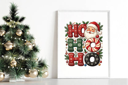 Ho Ho Ho Christmas Sublimation PNG, Santa Claus Holiday Design, Christmas Shirt PNG, Festive Santa Gift Sublimation